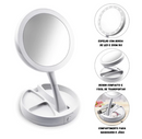 Espelho de Maquiagem com Aumento 10x – Dupla Luz LED, Organizador e USB