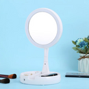 Espelho de Maquiagem com Aumento 10x – Dupla Luz LED, Organizador e USB